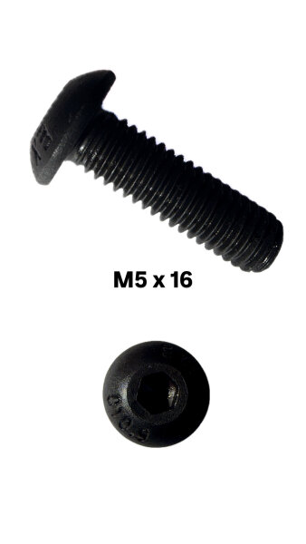 Linsenkopfschraube M5 x 16 schwarz (i:SY Gepäckträger, Frontträger)